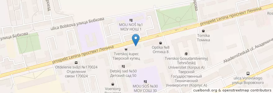 Mapa de ubicacion de Петроград en Rusia, Distrito Federal Central, Óblast De Tver, Городской Округ Тверь, Калининский Район.