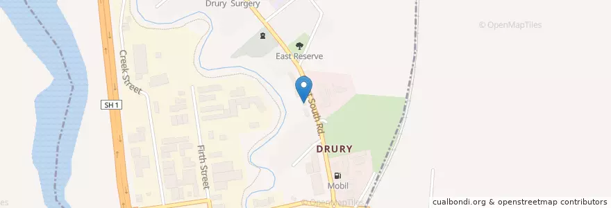 Mapa de ubicacion de Drury Lane Surgery en Nueva Zelanda, Auckland, Franklin.