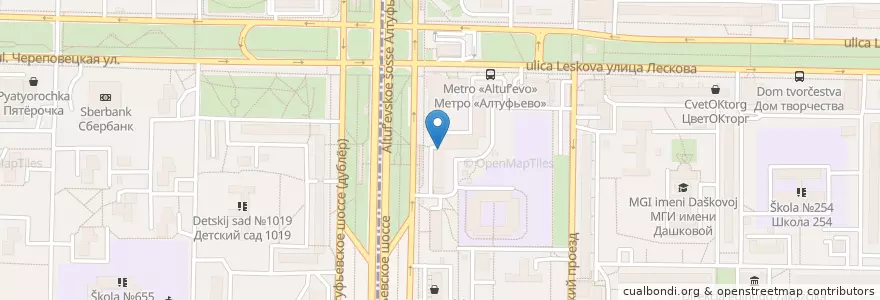 Mapa de ubicacion de Кредит Европа Банк en Rusia, Distrito Federal Central, Москва, Северо-Восточный Административный Округ, Район Лианозово, Район Бибирево.