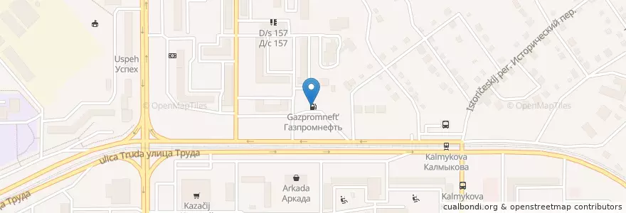 Mapa de ubicacion de Газпромнефть en Russie, District Fédéral De L'Oural, Oblast De Tcheliabinsk, Магнитогорский Городской Округ.