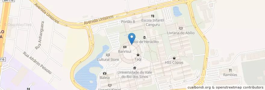 Mapa de ubicacion de Restaurante Universitário en البَرَازِيل, المنطقة الجنوبية, ريو غراندي دو سول, Região Metropolitana De Porto Alegre, Região Geográfica Intermediária De Porto Alegre, Região Geográfica Imediata De Novo Hamburgo - São Leopoldo, São Leopoldo.