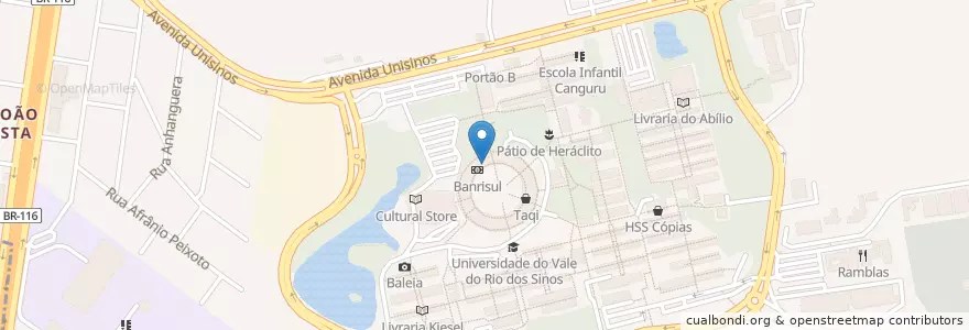Mapa de ubicacion de Sicredi en ブラジル, 南部地域, リオグランデ・ド・スル, Região Metropolitana De Porto Alegre, Região Geográfica Intermediária De Porto Alegre, Região Geográfica Imediata De Novo Hamburgo - São Leopoldo, São Leopoldo.