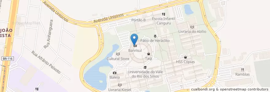 Mapa de ubicacion de Banrisul en Brasil, Região Sul, Rio Grande Do Sul, Região Metropolitana De Porto Alegre, Região Geográfica Intermediária De Porto Alegre, Região Geográfica Imediata De Novo Hamburgo - São Leopoldo, São Leopoldo.