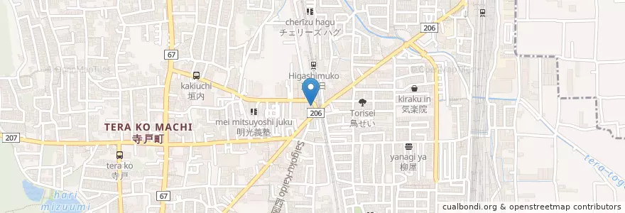 Mapa de ubicacion de 京都中央信用金庫 en Giappone, Prefettura Di Kyoto, 向日市.