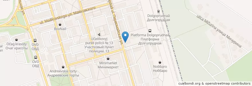 Mapa de ubicacion de Шоколадница en Russie, District Fédéral Central, Oblast De Moscou, Городской Округ Долгопрудный.