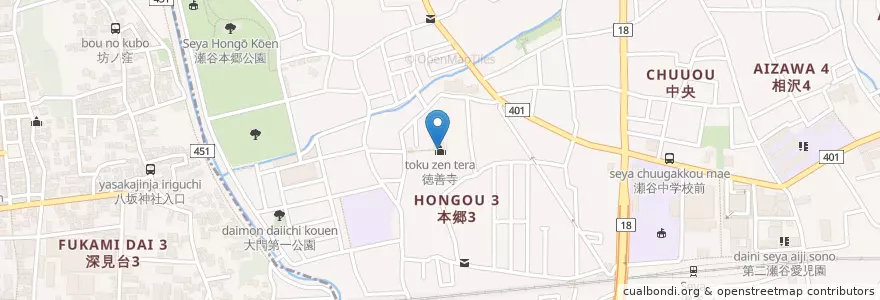 Mapa de ubicacion de 徳善寺 en اليابان, كاناغاوا, 横浜市, 瀬谷区.