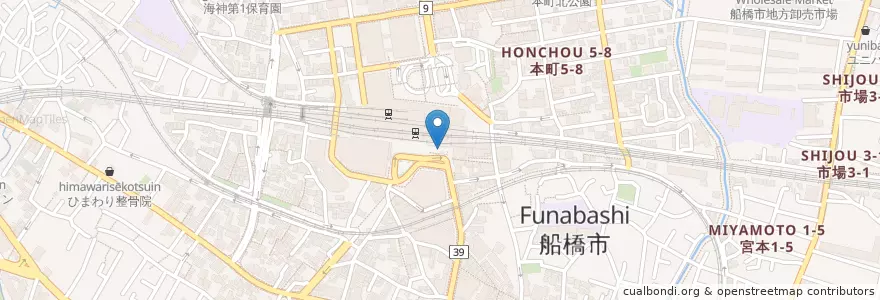 Mapa de ubicacion de 船橋警察署船橋駅前交番 en Japon, Préfecture De Chiba, 船橋市.