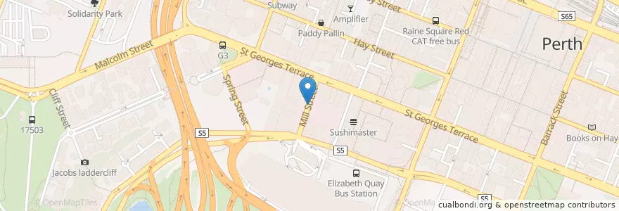 Mapa de ubicacion de Durty Nelly's en Australie, Australie Occidentale, City Of Perth.