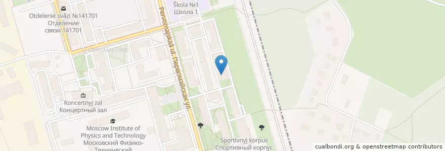 Mapa de ubicacion de Поликлиника №2 МФТИ en Rusia, Distrito Federal Central, Óblast De Moscú, Городской Округ Долгопрудный.
