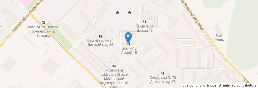 Mapa de ubicacion de Лицей №18 en Rusia, Distrito Federal Central, Óblast De Oriol, Орловский Район, Городской Округ Орёл.