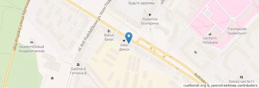 Mapa de ubicacion de Аптека №125 en Russland, Föderationskreis Nordwest, Oblast Leningrad, Rajon Gattschina, Гатчинское Городское Поселение.