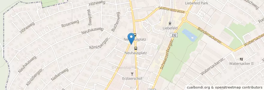 Mapa de ubicacion de Briefeinwurf Liebefeld, Neuhausplatz en スイス, ベルン, Verwaltungsregion Bern-Mittelland, Verwaltungskreis Bern-Mittelland, Köniz.