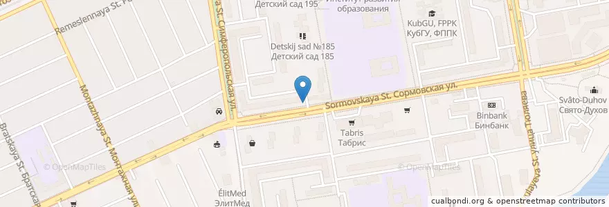 Mapa de ubicacion de Первомайский en روسيا, منطقة فيدرالية جنوبية, منطقة كراسنودار, Городской Округ Краснодар.