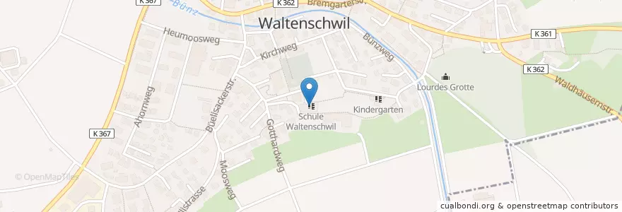 Mapa de ubicacion de Schule Waltenschwil en Suíça, Aargau, Bezirk Muri, Waltenschwil.