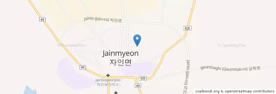 Mapa de ubicacion de 자인면 en Coreia Do Sul, Gyeongsang Do Norte, 경산시, 자인면.