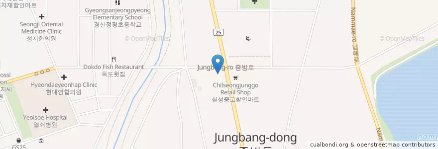 Mapa de ubicacion de 중방동 en کره جنوبی, جئونسانگبوک-دو, 경산시, 중방동.