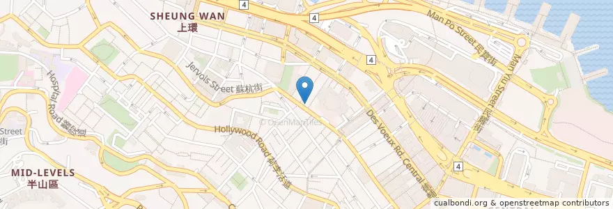 Mapa de ubicacion de 警察服務中心 Police Service Centre en Китай, Гуандун, Гонконг, Гонконг, Новые Территории, 中西區 Central And Western District.