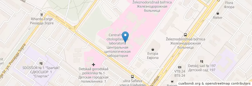 Mapa de ubicacion de 1е радиологическое отделение en ロシア, 沿ヴォルガ連邦管区, バシコルトスタン共和国, ウファ管区.