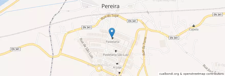 Mapa de ubicacion de Pastelaria en Portugal, Centro, Baixo Mondego, Coimbra, Montemor-O-Velho, Pereira.