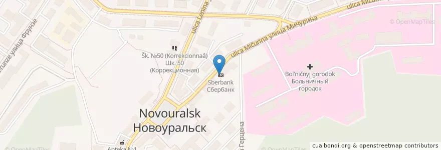 Mapa de ubicacion de Сбербанк en Russland, Föderationskreis Ural, Oblast Swerdlowsk, Горнозаводской Управленческий Округ, Новоуральский Городской Округ.