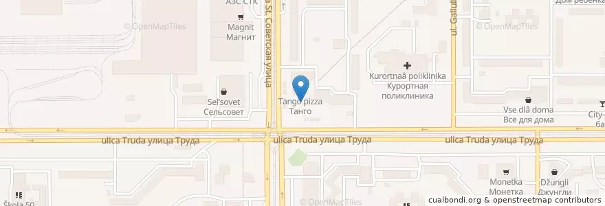 Mapa de ubicacion de КУБ банкомат en ロシア, ウラル連邦管区, チェリャビンスク州, マグニトゴルスク管区.