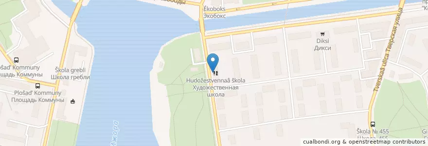 Mapa de ubicacion de Художественная школа en Rusia, Северо-Западный Федеральный Округ, Óblast De Leningrado, San Petersburgo, Колпинский Район, Колпино.