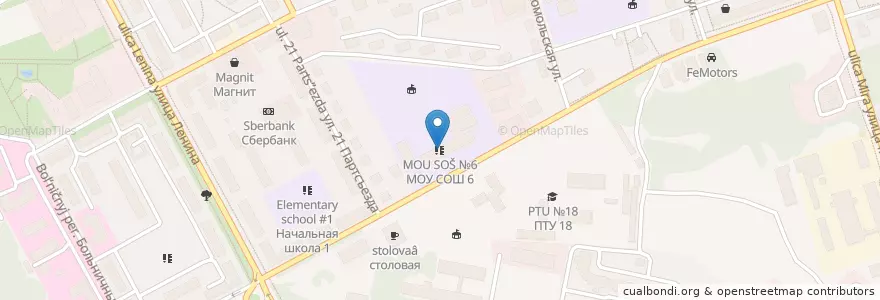 Mapa de ubicacion de МОУ СОШ №6 en Russland, Föderationskreis Zentralrussland, Oblast Kursk, Городской Округ Железногорск.