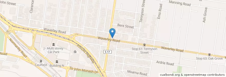 Mapa de ubicacion de George's Pizza Souklaki en Australia, Victoria, City Of Stonnington.