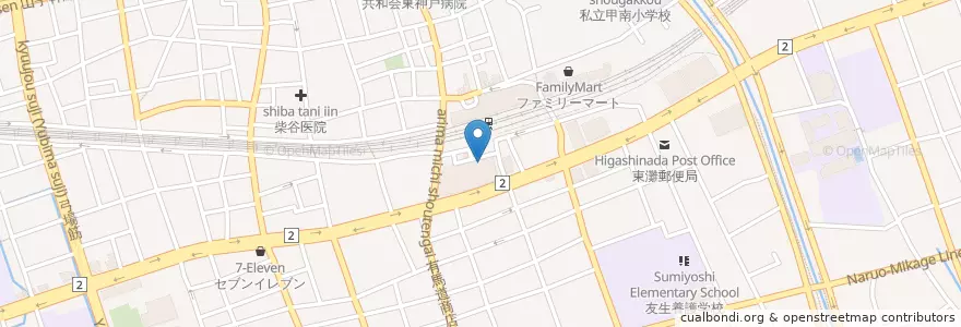 Mapa de ubicacion de マクドナルド en Japon, Préfecture De Hyōgo, 神戸市, 東灘区.