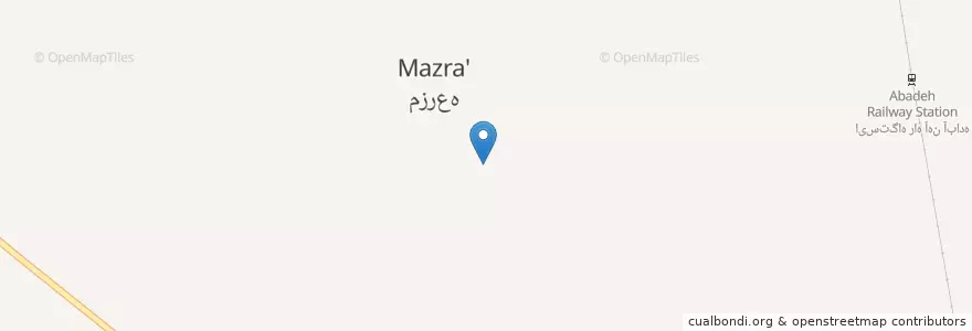 Mapa de ubicacion de مزرعه en ایران, استان فارس, شهرستان آباده, بخش بهمن صغاد, دهستان بهمن, مزرعه.
