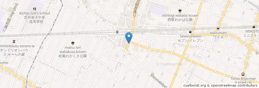 Mapa de ubicacion de だいにんぐ わたみ屋 en Japon, Tokyo, 杉並区.