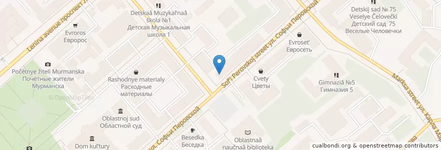 Mapa de ubicacion de Аква en Rusia, Северо-Западный Федеральный Округ, Óblast De Múrmansk, Городской Округ Мурманск.