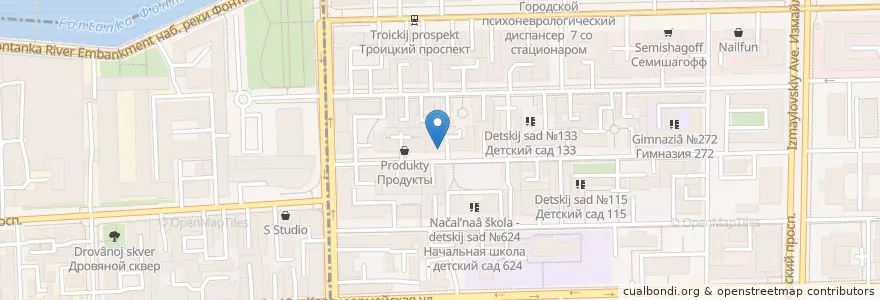Mapa de ubicacion de Ozzi en Russland, Föderationskreis Nordwest, Oblast Leningrad, Sankt Petersburg, Адмиралтейский Район, Округ Измайловское.