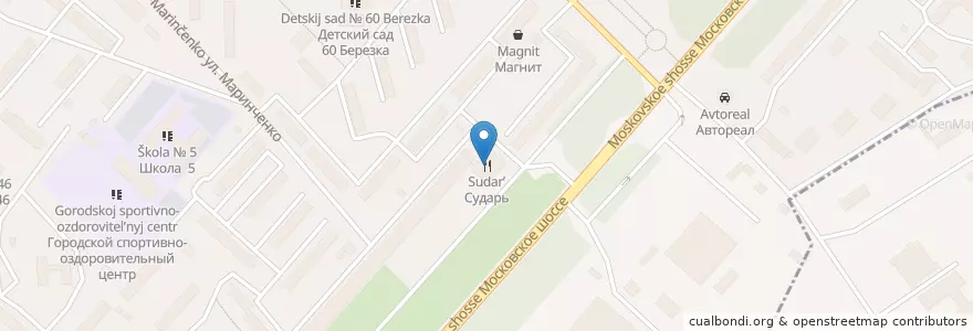 Mapa de ubicacion de Сударь en Rússia, Distrito Federal Central, Oblast De Oriol, Орловский Район, Городской Округ Орёл.
