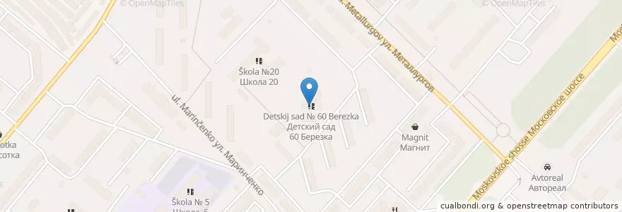 Mapa de ubicacion de Детский сад № 60 Березка en Rusland, Centraal Federaal District, Oblast Orjol, Орловский Район, Городской Округ Орёл.