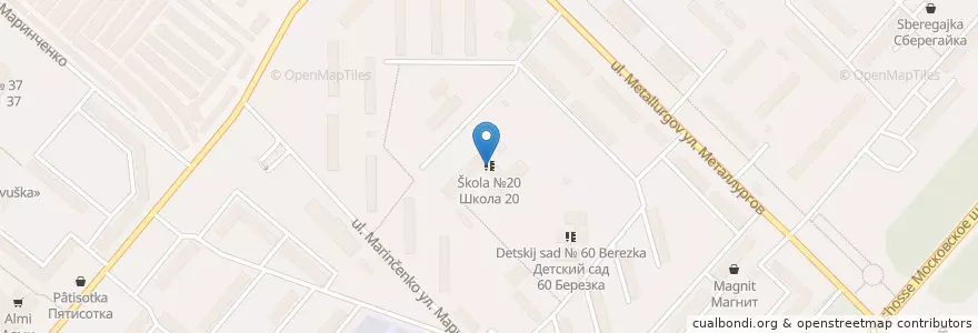 Mapa de ubicacion de Школа №20 en Rusia, Distrito Federal Central, Óblast De Oriol, Орловский Район, Городской Округ Орёл.