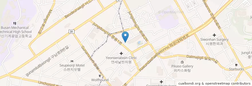Mapa de ubicacion de Taco Senora en کره جنوبی, بوسان, 해운대구.