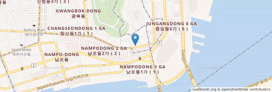 Mapa de ubicacion de 부산광복동우체국 en 대한민국, 부산, 중구, 광복동.