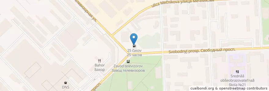 Mapa de ubicacion de 25 часов en Rusia, Сибирский Федеральный Округ, Красноярский Край, Городской Округ Красноярск.
