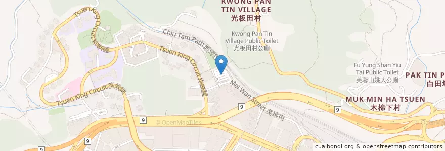 Mapa de ubicacion de 荃灣 (愉景新城) 巴士總站 Tsuen Wan (Discovery Park) Bus Terminus en China, Guangdong, Hongkong, New Territories, 荃灣區 Tsuen Wan District.