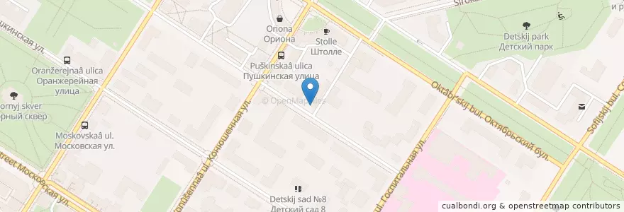 Mapa de ubicacion de ВТБ en Rusland, Северо-Западный Федеральный Округ, Oblast Leningrad, Sint-Petersburg, Пушкинский Район, Пушкин.