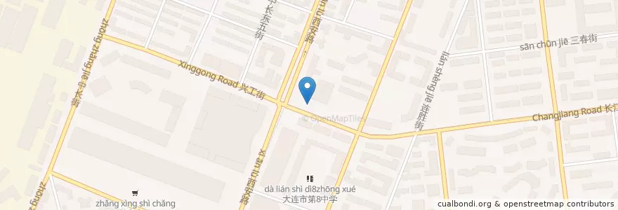 Mapa de ubicacion de 大连口腔医院 en China, Liaoning, 大连市, 沙河口区, 兴工街道.