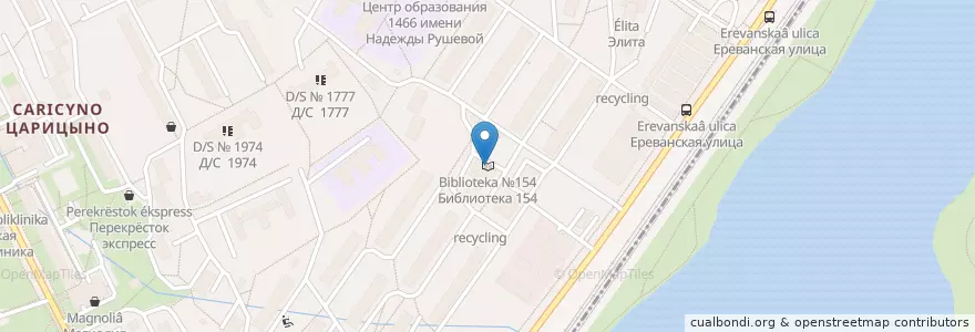 Mapa de ubicacion de Библиотека №154 en Россия, Центральный Федеральный Округ, Москва, Южный Административный Округ.