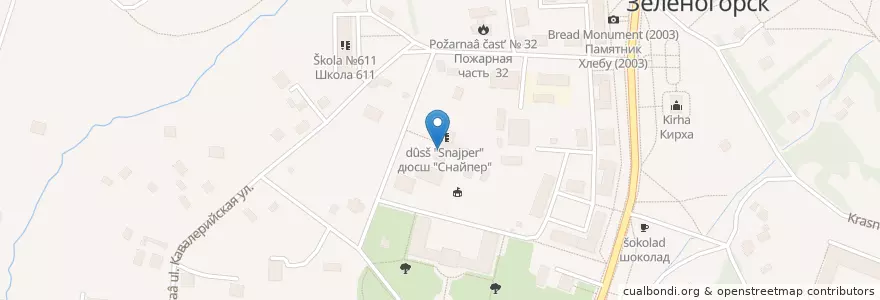 Mapa de ubicacion de Администрация en Russie, District Fédéral Du Nord-Ouest, Oblast De Léningrad, Saint-Pétersbourg, Курортный Район, Зеленогорск.