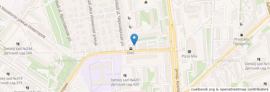 Mapa de ubicacion de Почтовое отделение №98 en ロシア, ウラル連邦管区, スヴェルドロフスク州, エカテリンブルク管区.