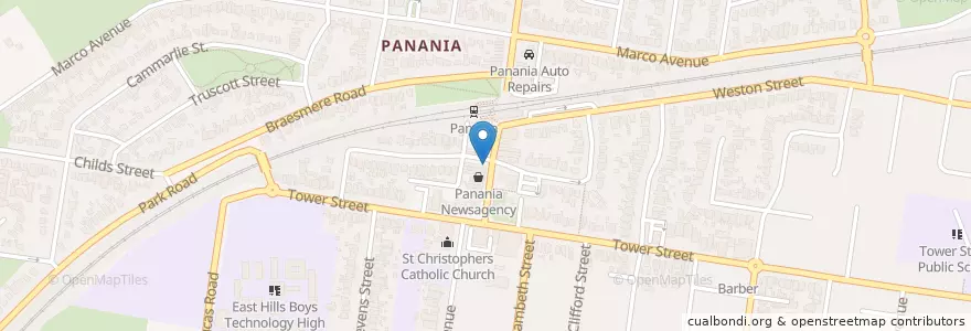 Mapa de ubicacion de Westpac Bank en Australia, New South Wales, Canterbury-Bankstown Council, Sydney.