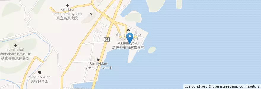 Mapa de ubicacion de 島原フェリーターミナル en Japan, 長崎県, 島原市.