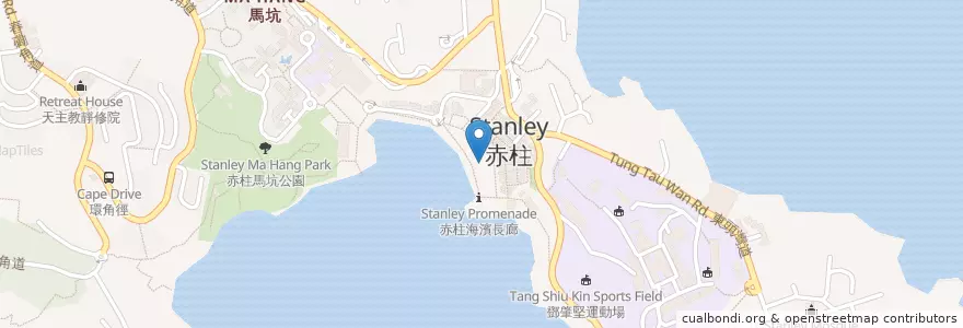 Mapa de ubicacion de Stanley Waterfront Public Toilet en China, Guangdong, Hongkong, Hong Kong Island, New Territories, 南區 Southern District.