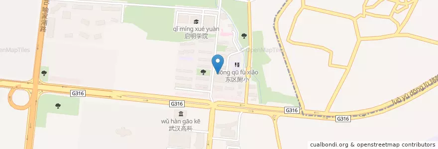 Mapa de ubicacion de 东教工食堂 en 中国, 湖北省, 武汉市, 洪山区, 东湖新技术开发区（托管）, 关东街道.