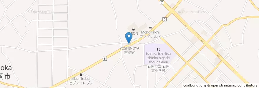 Mapa de ubicacion de 吉野家 en 日本, 茨城県, 石岡市.